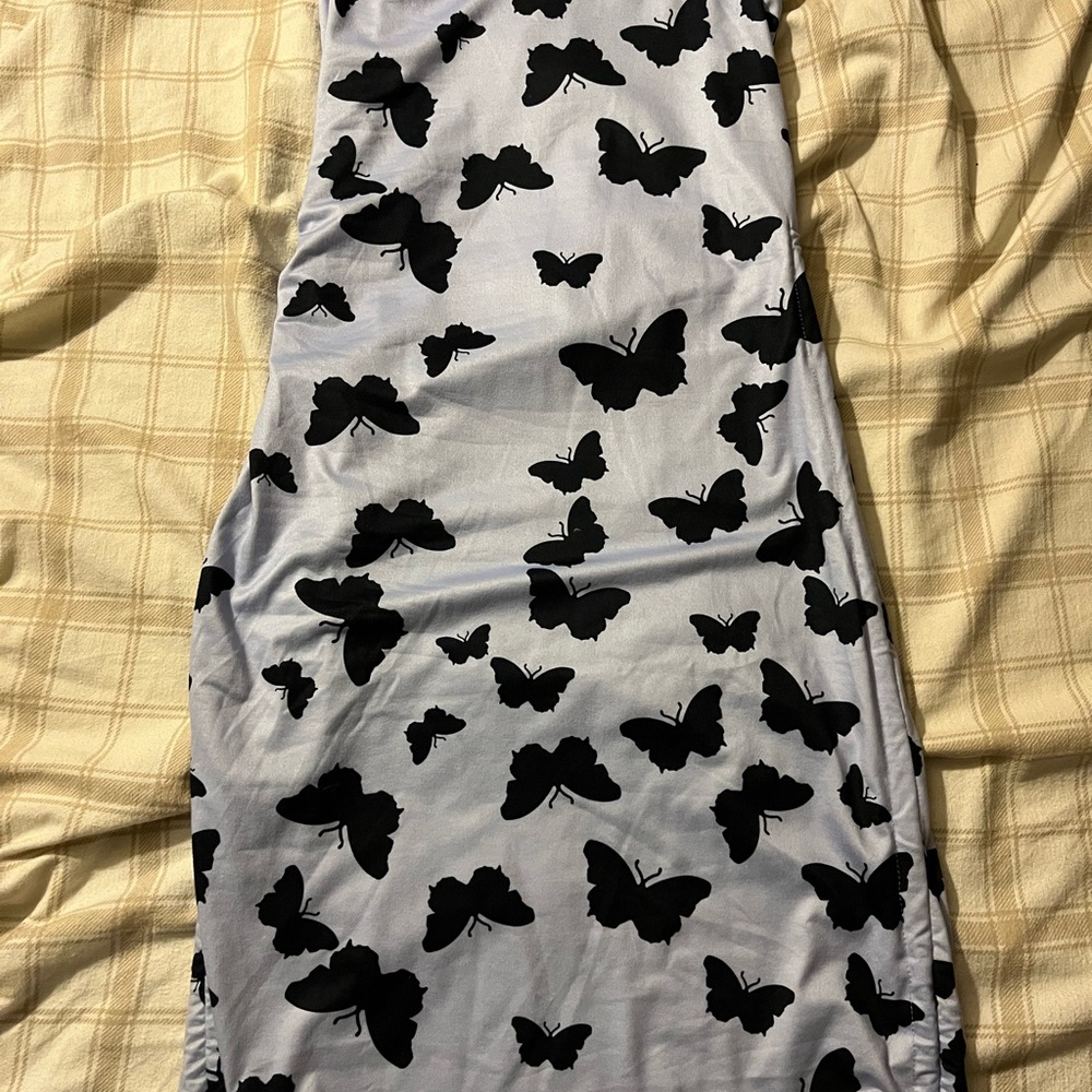 Black Butterfly Print Dress